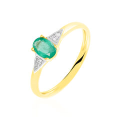Solitaire Or Jaune Ludmilla Emeraude Diamant