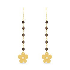 Boucles D'Oreilles Argent Dore Pendante Quartz