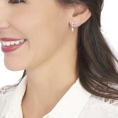 Bijoux D'Oreilles Or Blanc Kaelle Fleurs