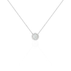 Collier Argent Rhodie Nawala Pastille Nacre Blanche