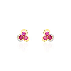 Boucles D'Oreilles Or Jaune Orchidea Fleur