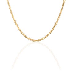 Collier Plaque Or Maille Corde