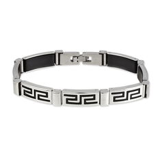 Bracelet Acier Caoutchouc Motif Grec