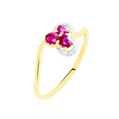 Bague Or Jaune Orchidea Fleur Rubis