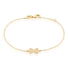 Bracelet  Plaque Or Jaune Et Oxydes