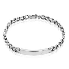 Bracelet Acier Maille Gourmette Plaque