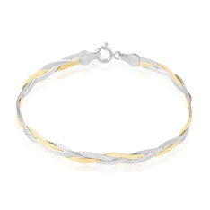 Bracelet Argent Bicolore Maille Tresse