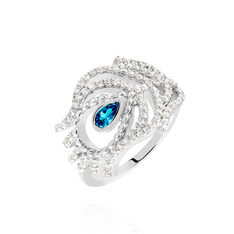 Bague Argent Rhodie Peacock Plume
