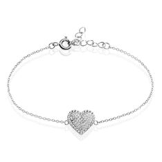 Bracelet Argent Rhodie C?Ur Oxyde