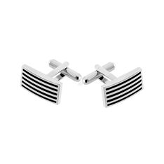 Boutons De Manchette Acier Carres Rayes
