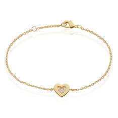 Bracelet Gnes Plaque Or C?Ur Oxydes