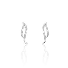 Bijoux D'Oreilles Or Blanc Et Oxyde