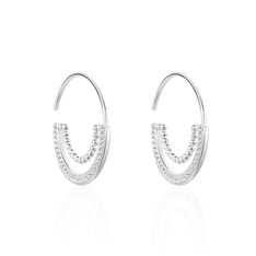 Boucles D'Oreilles Argent Rhodie Nathalie Demi Lune Oxyde