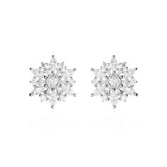 Boucles D'Oreilles Or Blanc Allassane Formes Flocons