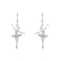 Boucles D'Oreilles Argent Rhodie Stelly Ballerine Oxyde