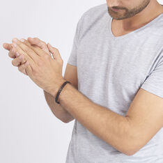 Bracelet Acier Cuir Tresse