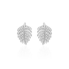 Boucles D'Oreilles Argent Rhodie Gabrielle Feuille Oxyde
