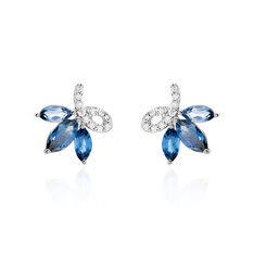 Boucles D'Oreilles Or Blanc Augustina Topazes Fleurs