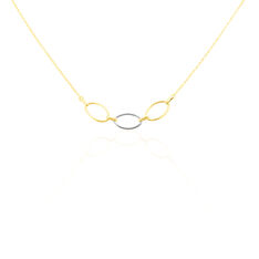 Collier Or Bicolore Lucia Chaine Forcat Or Jaune Et 3 Elements Ovales