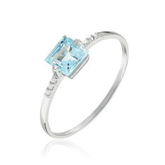 Bague Tania Or Blanc Topaze Et Diamants