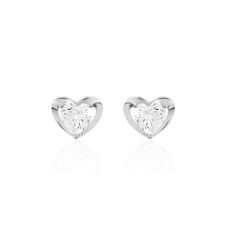 Boucles D'Oreilles Or Blanc Oxydes De Zirconium
