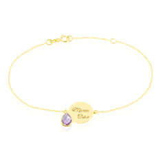Bracelet Or Jaune Aven Pastille Message Amethyste
