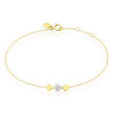 Bracelet Or Jaune Afla Triple Coeur