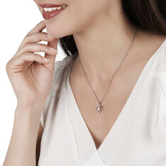 Collier Argent Coeur Perle De Culture Rose