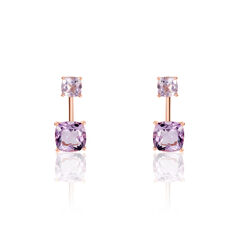 Bijoux D'Oreilles Or Rose  Amethystes