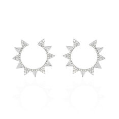 Boucles D'Oreilles Argent Rhodie Jonciaa Incurve Oxyde