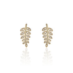 Boucles D'Oreilles Luz Plaque Or Feuille