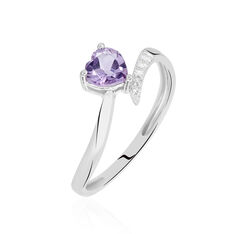 Bague Or Blanc Eva Amethyste Forme C?Ur