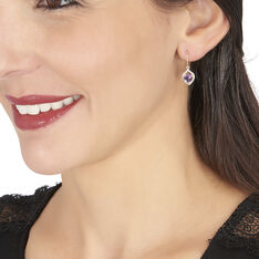 Boucles D'Oreilles Or Amethyste Oxydes De Zirconium