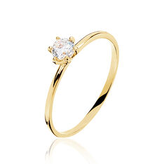 Bague Solitaire Plaque Or Oxyde