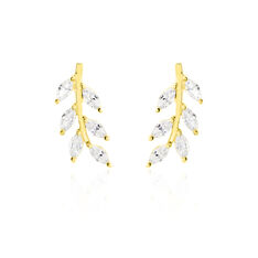 Boucles D'Oreilles Or Jaune Audrica Feuilles Oxyde