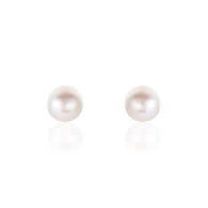 Boucles D'Oreilles Puces Or Jaune Perle