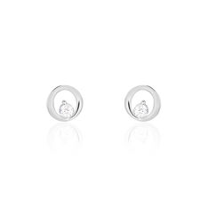 Boucles D'Oreilles Puces Or Blanc Cercle