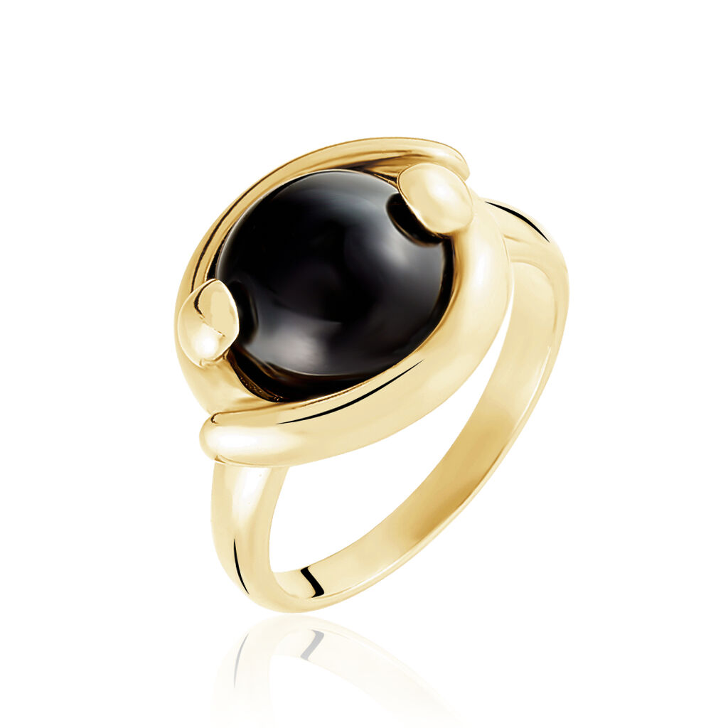 Bague Laiton Dore Et Onyx Noir Mndfjnn016n Marc Orian