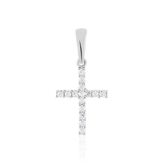 Pendentif Or Blanc Croix Oxydes Glacen