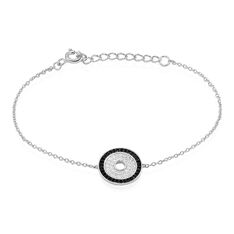 Bracelet Argent Rhodie Brune Cercle Oxyde