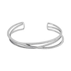 Bracelet Manchette Argent Spirale Oxydes De Zirconium