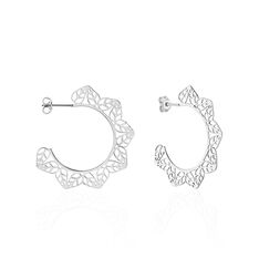 Creoles Argent Rhodie C?Ur Dentelle