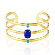 Jonc Acier Dore Eline Ajoure Deux Rangs