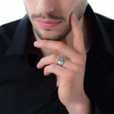 Chevaliere Argent Rhodie Carree - Chevali&egrave;res Homme | Marc Orian