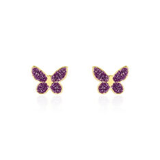 Boucles D'Oreilles Or Jaune Thea Papillon Glitter - Clous d'oreilles Enfant | Marc Orian