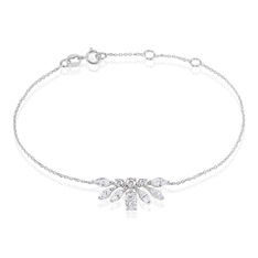 Bracelet Or Blanc Kaelle Fleur Oxydes