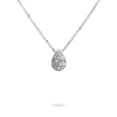 Collier Or Blanc Goutte Et Diamants 40cm