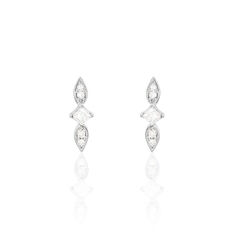 Boucles D'Oreilles Or Blanc Art Deco