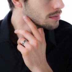 Bague Acier Motif Tribal Mini