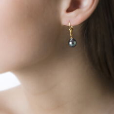 Boucles D'Oreilles Or Jaune  Perle